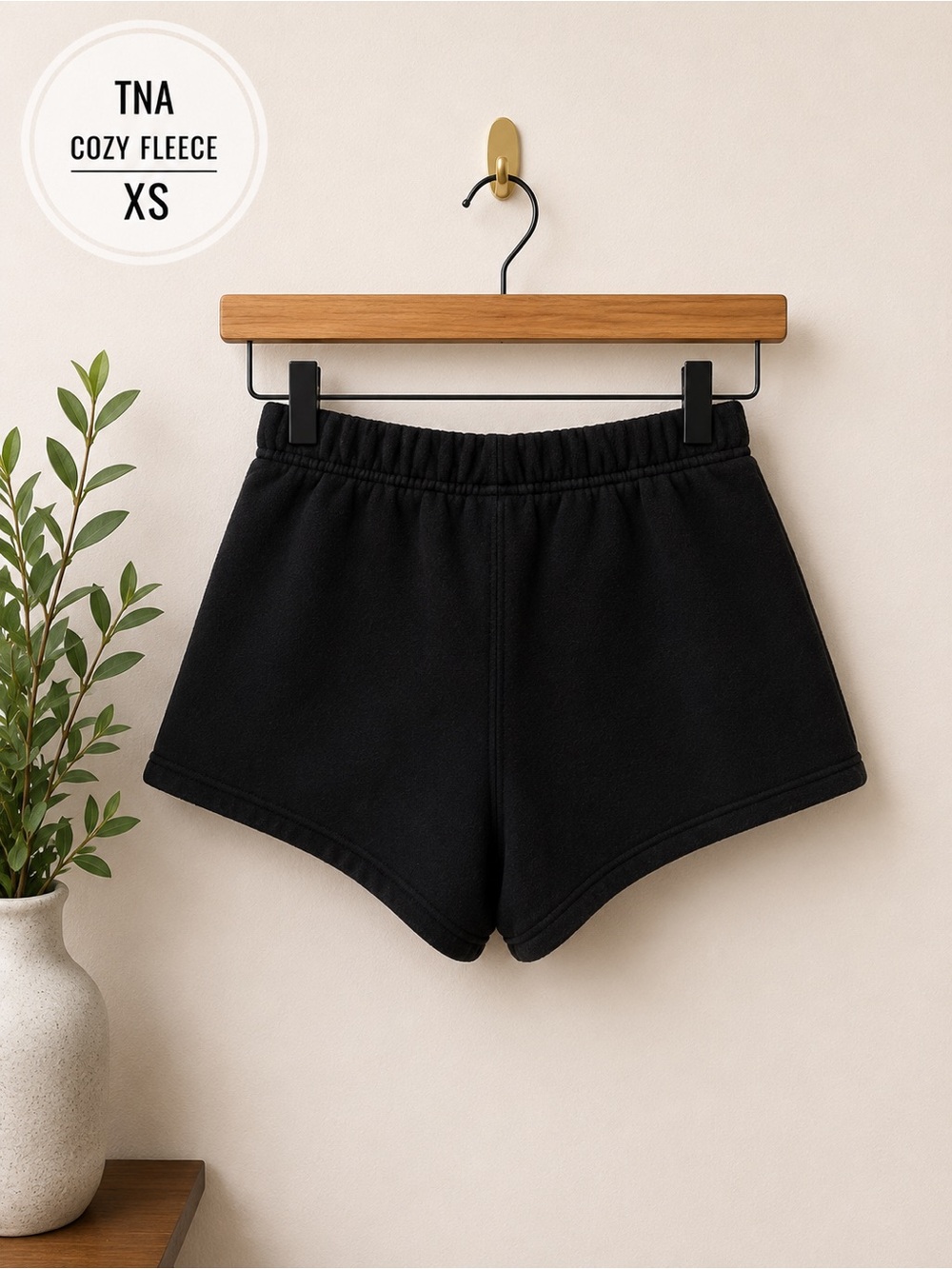 TNA Black Cozy Fleece High-Rise Athletic Shorts